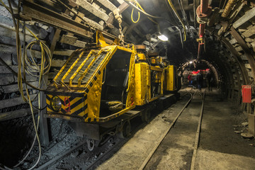 Illuminated, Underground Tunnel in the Mine