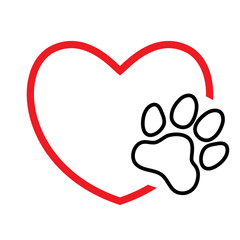 Heart with paw print