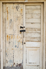 Old wooden door in white color Sri Lanka