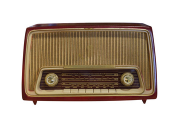old radio isolated on white background