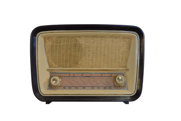 old radio isolated on white background
