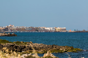 Panoramic view of gallipoli, a village near ionian sea, Apulia, Salento, Italy