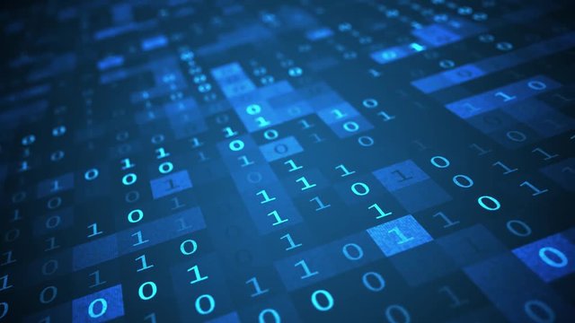 Algorithm operating with binary code. Technology concept. Looping animation.