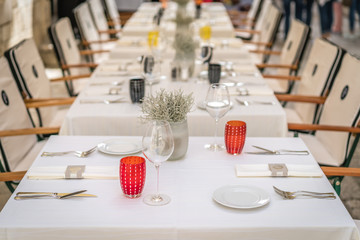 Restaurant table setup prior to service