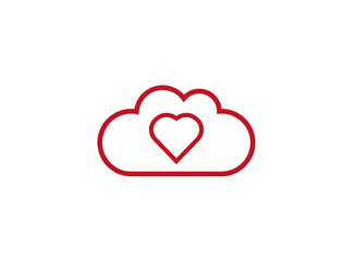 Heart inside the clouds for logo design