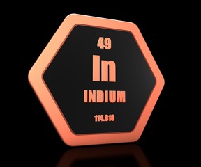 Indium chemical element periodic table symbol 3d render	