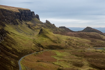 Obraz premium Landscape around Quiraing, Isle of Skye, Scotland, United Kingdom