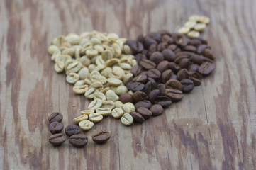 Heart made with coffee beans