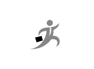 Happy business man with handbag and tie for logo design