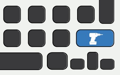 Perceuse sur une touche de clavier d'ordinateur