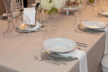 Table set for an event party or wedding reception