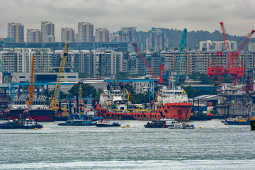 Shipbuilding yard in Singapore.