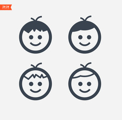 set of boy line vector icon for websites and mobile minimalistic flat design
