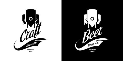 Modern craft beer drink isolated vector logo sign for bar, pub, store, brewhouse or brewery. Premium manufacture logotype emblem illustration template set. Brewing fest t-shirt badge design bundle.