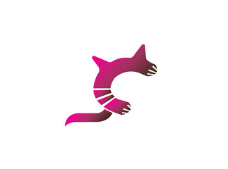 Cat symbol with big tail for logo design