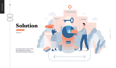 Technology 3 - Solution - modern flat vector concept digital illustration Problem Solution metaphor, abstract. Business workflow management. Creative landing web page design template