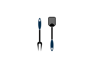 Grill tools a spatula and fork for logo design