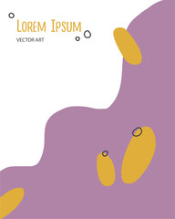 Vector abstact art. Frame made of colorful yellow an purple spots. Simple illustration template with lettering for invitations, cards and other design 