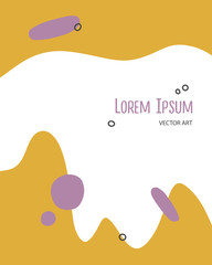Vector abstact art. Frame made of colorful yellow an purple spots. Simple illustration template with lettering for invitations, cards and other design 