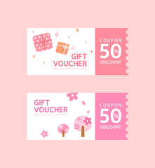 Set of colorful spring gift vouchers
