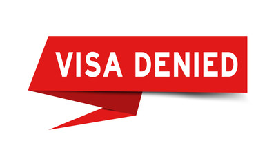 Red paper speech banner with word visa denied on white background (Vector)