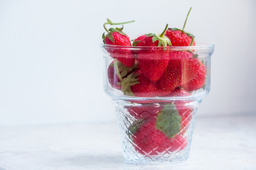 Strawberries in a glass cup