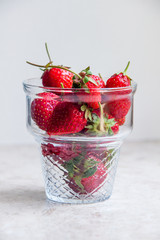 Strawberries in a glass cup