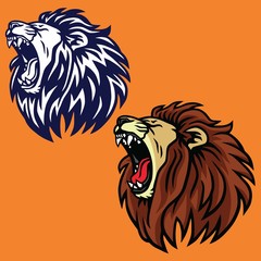 Roaring Lion Set Logo Cartoon Vector Design Template