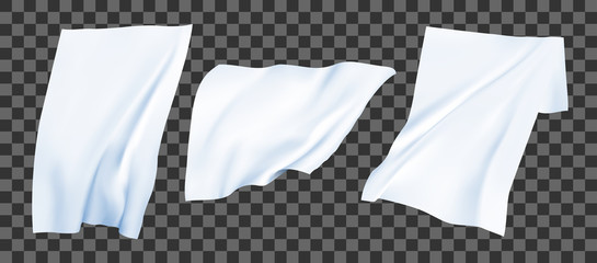 White bedsheets on the wind. Realistic vector set.