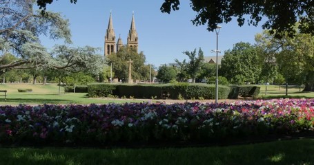 St Peter's Cathedral and Cross of Sacrifice Memorial Gardens, Adelaide, South Australia, Australia 