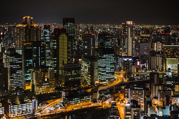 Fototapeta na wymiar Osaka cityscape at night