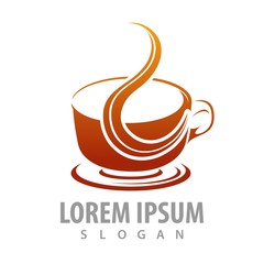 Hot coffee cup logo concept design. Symbol graphic template element vector