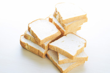 Homemade slide bread on white background.
