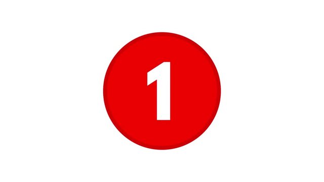 Sliding Circles Reveal Numbers Counting Up 1 to 10 Color Red Version 2