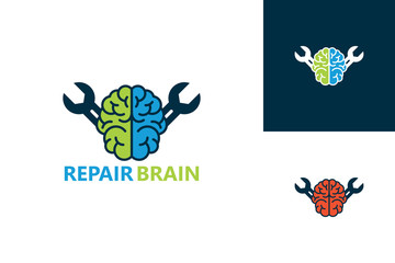 Repair Brain Logo Template Design Vector, Emblem, Design Concept, Creative Symbol, Icon