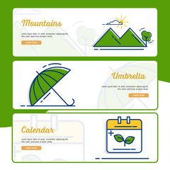 Gardening Banner Collection with Outline Filled Style