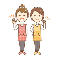 保育士　女性2人　全身