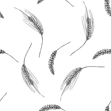 Seamless pattern with black and white rye