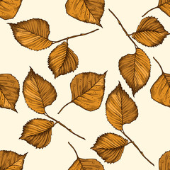 Fototapeta premium Seamless pattern with hand drawn colored birch