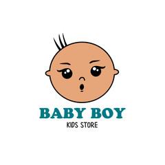 boy baby face logo illustration best for baby or kids store logo