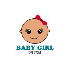 girl baby face logo illustration best for baby or kids store logo