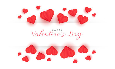 Valentine's Day Greeting Card with Hearts paper cut style. Vector Illustration