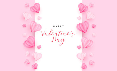 Valentine's Day Greeting Card with Hearts paper cut style. Vector Illustration