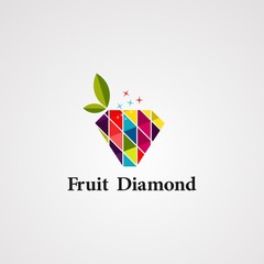 fruit diamond logo vector, icon, element and template