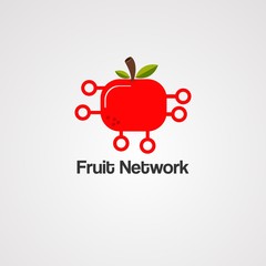 fruit network logo vector, icon, element and template