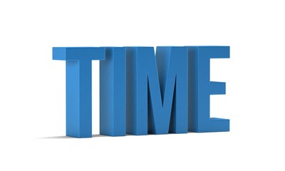 Time word. 3D Render illustration in white background