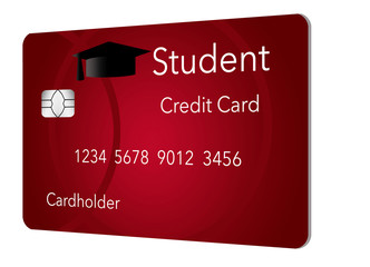 Here is a mock, generic student credit card isolated on a white background.