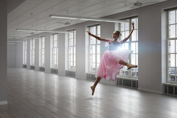 Fototapeta premium Dreaming to become ballerina. Mixed media