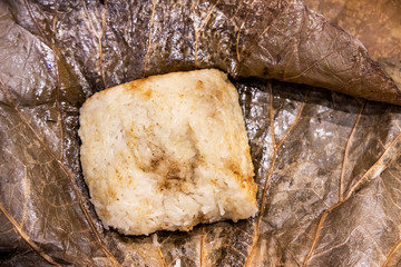 Glutinous rice wrapped with leaf dumpling, popular Chinese dim sum