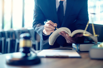 Judge lawyer gavel work in office with  balance